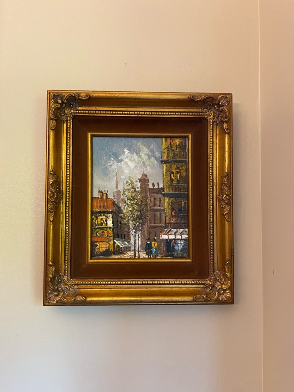 Vintage Gold Framed Cityscape Wall Art
